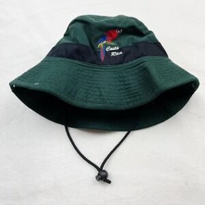 Vintage 90s Costa Rica Parrot Forest Green Bucket Hat